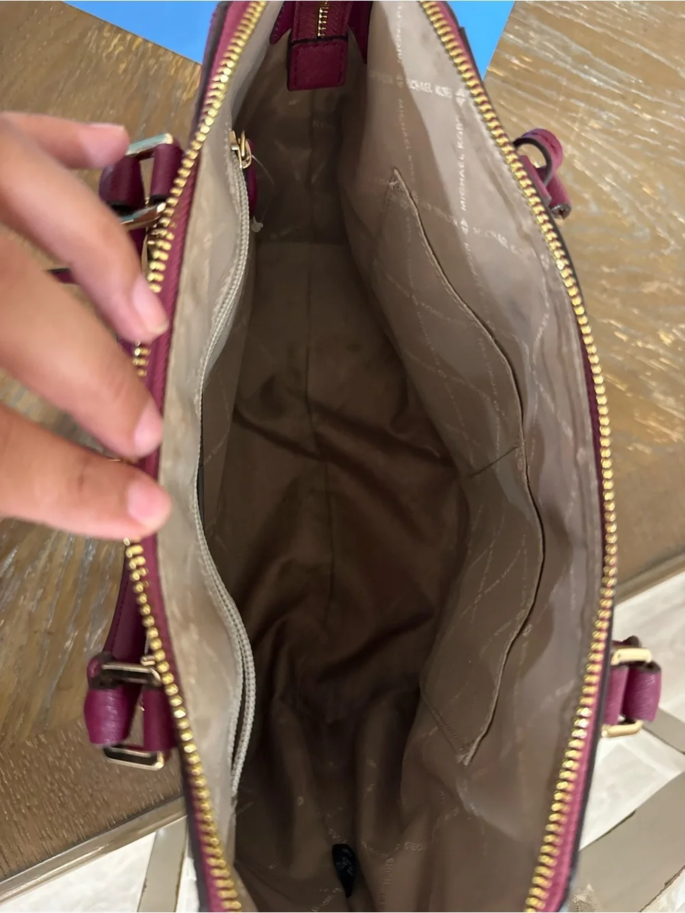 Michael Kors Pink Saffiano Leather Satchel with Gold Hardware